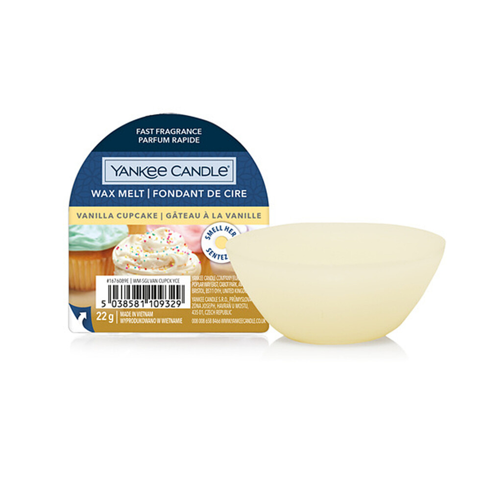 Yankee Candle Wax Melts Vanilla Cupcake Up to 8 Hours of Fragrance 1 Count, Yellow