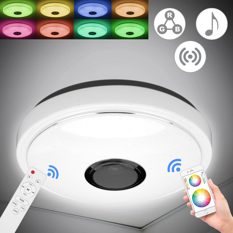 70W Dimmable LED Music Ceiling Light Bluetooth Speaker RGB with Remote