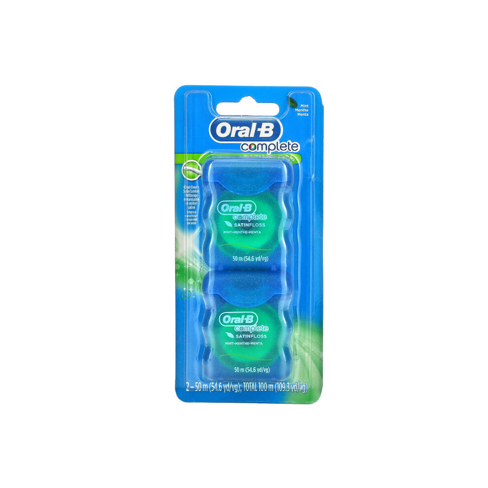 Oral-B, Complete, Satin Floss, Mint, 2 Pack, 54.6 yd (50 m) Each