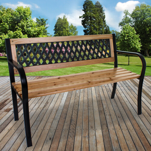 (Balmoral Garden Bench) Garden Metal Wood Bench Outdoor Seating Cast ...