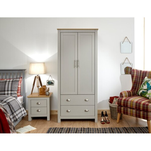 Lancaster 2 Door 2 Drawer Wardrobe in Grey