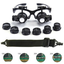 25X Headband Magnifier Eye Glass Watch Repair Jewellers Loupe with LED Light
