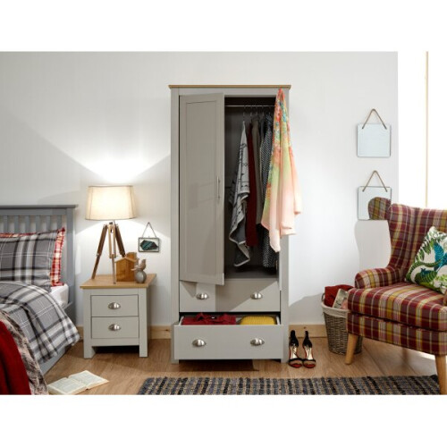 Lancaster 2 Door 2 Drawer Wardrobe in Grey 2