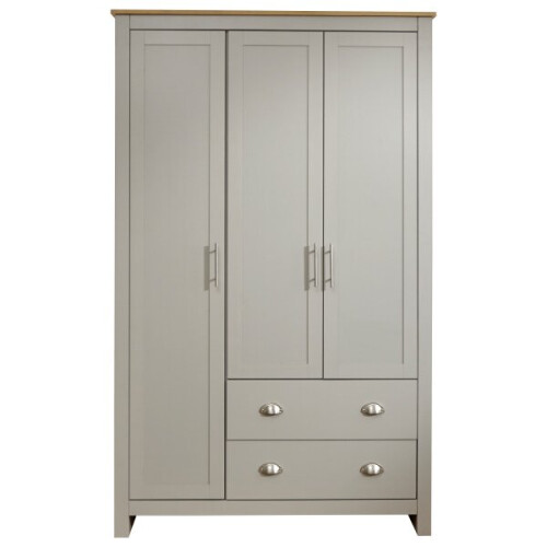 Lancaster 3 Door 2 Drawer Wardrobe in Grey 1