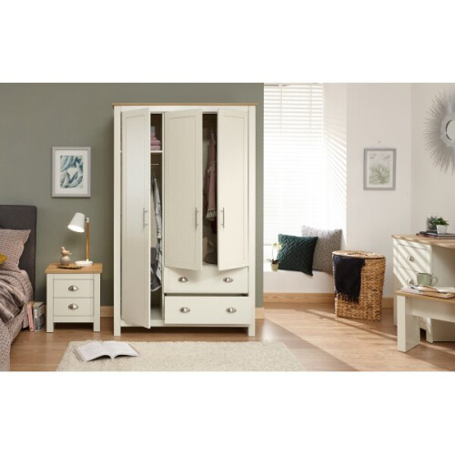 Lancaster 3 Door 2 Drawer Wardrobe in Cream 2