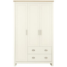Lancaster 3 Door 2 Drawer Wardrobe in Cream