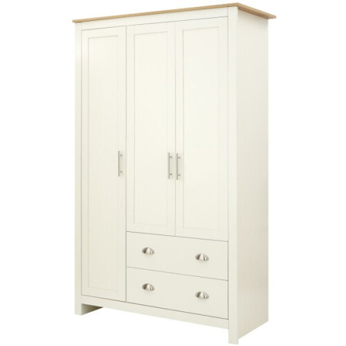 Lancaster 3 Door 2 Drawer Wardrobe in Cream 1