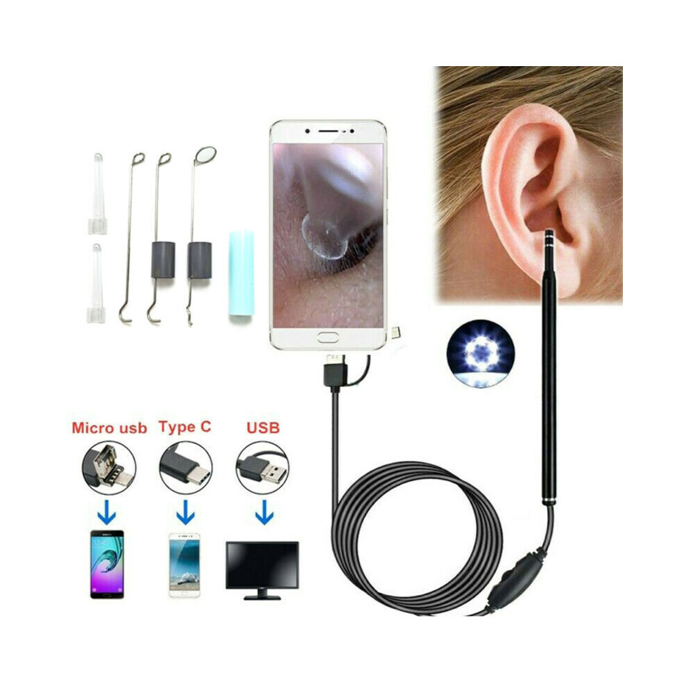 3-in-1 USB Ear Wax Remover Camera Nose Ear Check Endoscope Spoon Pick HD Cleaner