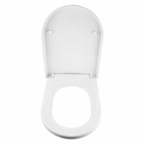 D Shape Toilet Seat White Soft Close with Top Fixing Hinges on OnBuy