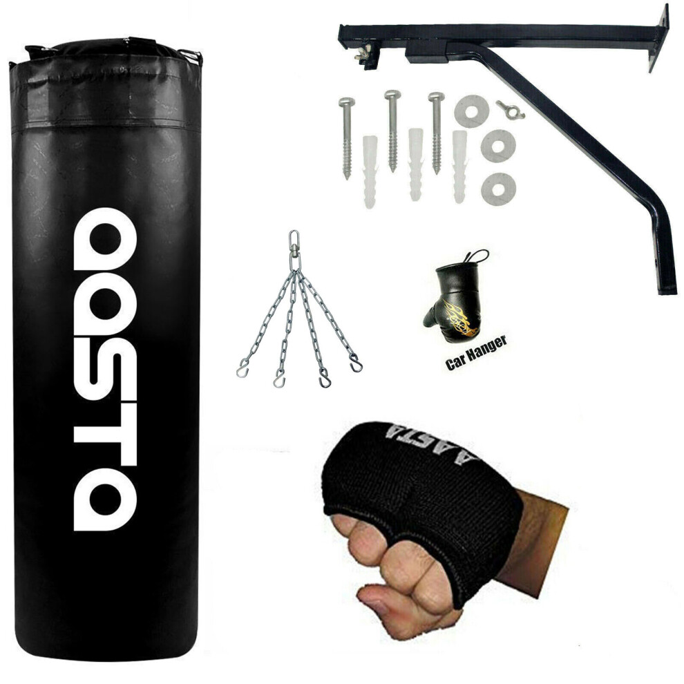 4 feet Punch Bag Set, Basic Gloves, Punchbag Hanging Wall Bracket