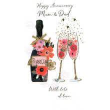Mum & Dad Anniversary Greeting Card Hand-Finished Champagne Range Cards