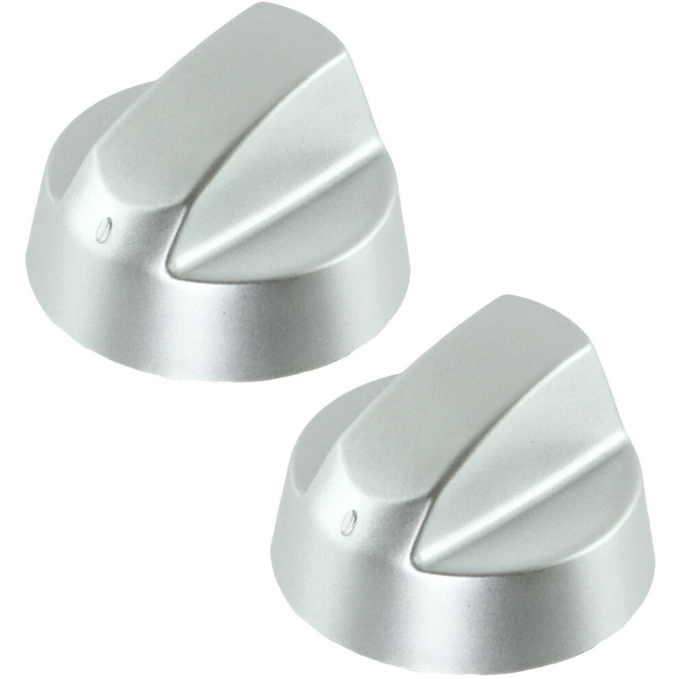 Control Knob Dial & Adaptors for AEG Oven / Cooker (Silver, Pack of 2)