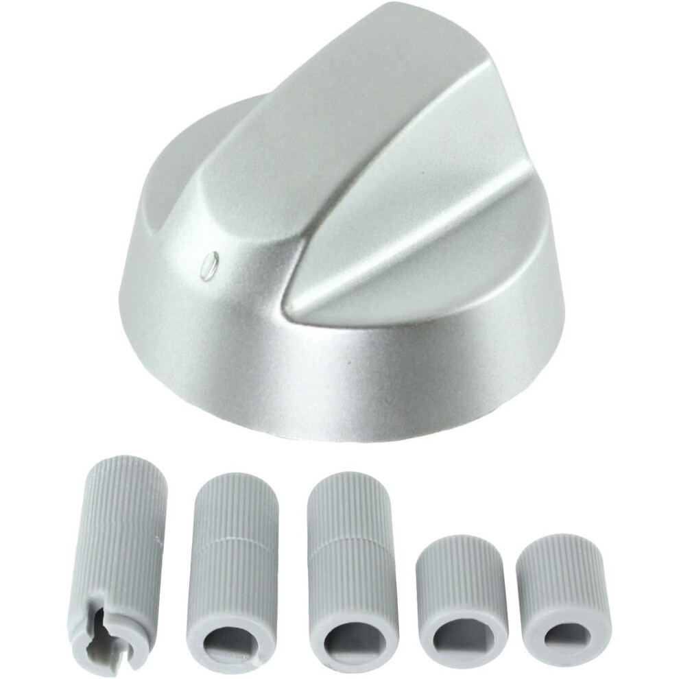 UNIVERSAL Control Knob Dial & Adaptors for Toaster, Oven & Trouser Press (Silver)