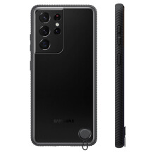 Galaxy S21 Ultra Semi-Rigid Flip Case - Soft-Touch Clear Back, Black (Original)