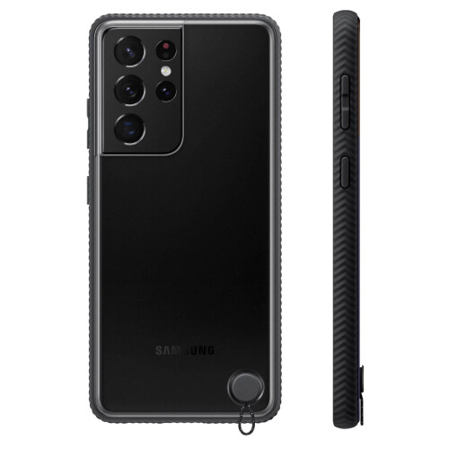 Samsung Galaxy S21 Ultra Semi-Rigid Flip Case - Soft-Touch Clear Back, Black (Original)