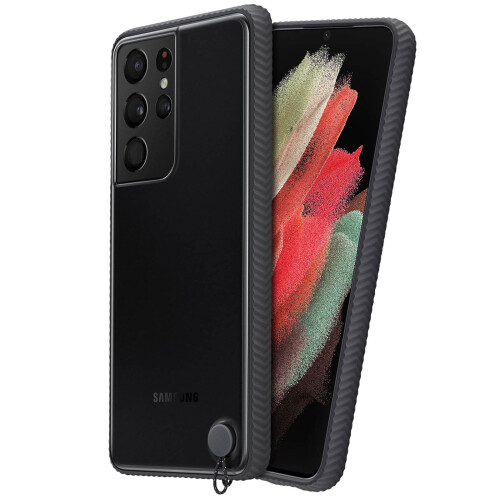 Samsung Galaxy S21 Ultra Semi-Rigid Flip Case - Soft-Touch Clear Back, Black (Original) 1