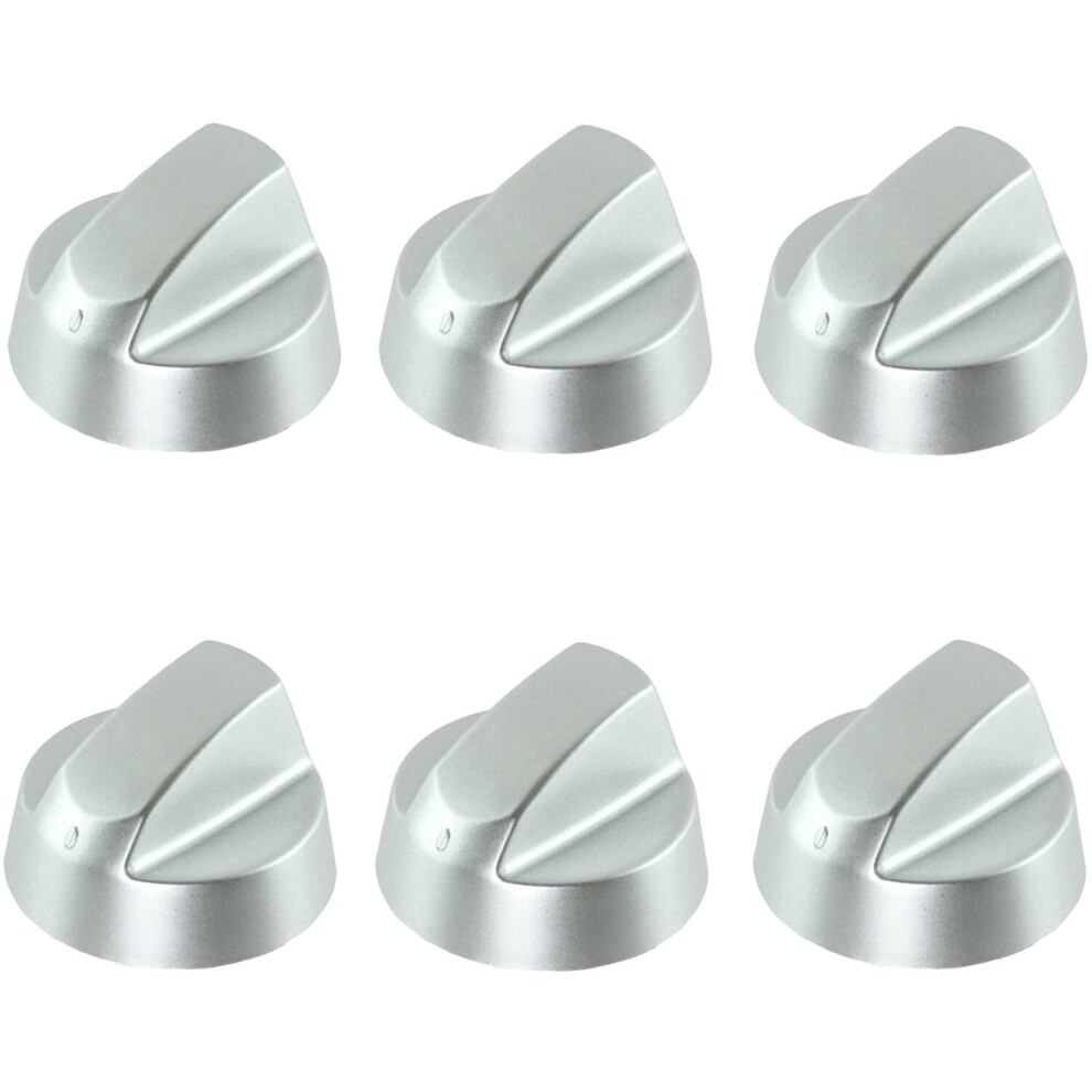 UNIVERSAL Control Knob Dial & Adaptors for Toaster, Oven & Trouser Press (Silver, Pack of 6)