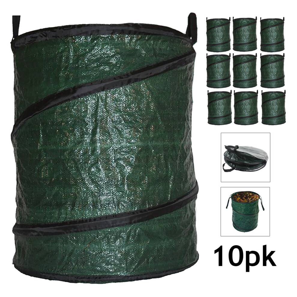 Spares2go Collapsible Garden Bag Large Reusable Carry Handles Waste Bin Refuse Sack 90L X 10