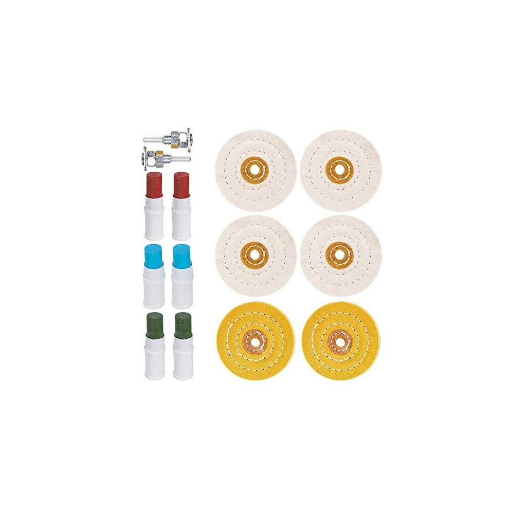 Metal Cleaning Steel Polishing Buffing Wheel & Compound Polish Kit for Drill 14 Pce Set