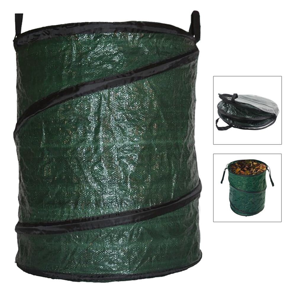 Spares2go Pop Up Garden Bag Large Reusable Carry Handles Waste Bin Refuse Sack 90L