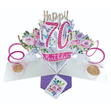 Happy 70th Birthday Pop-Up Greeting Card Original Second Nature 3D Pop Up Cards