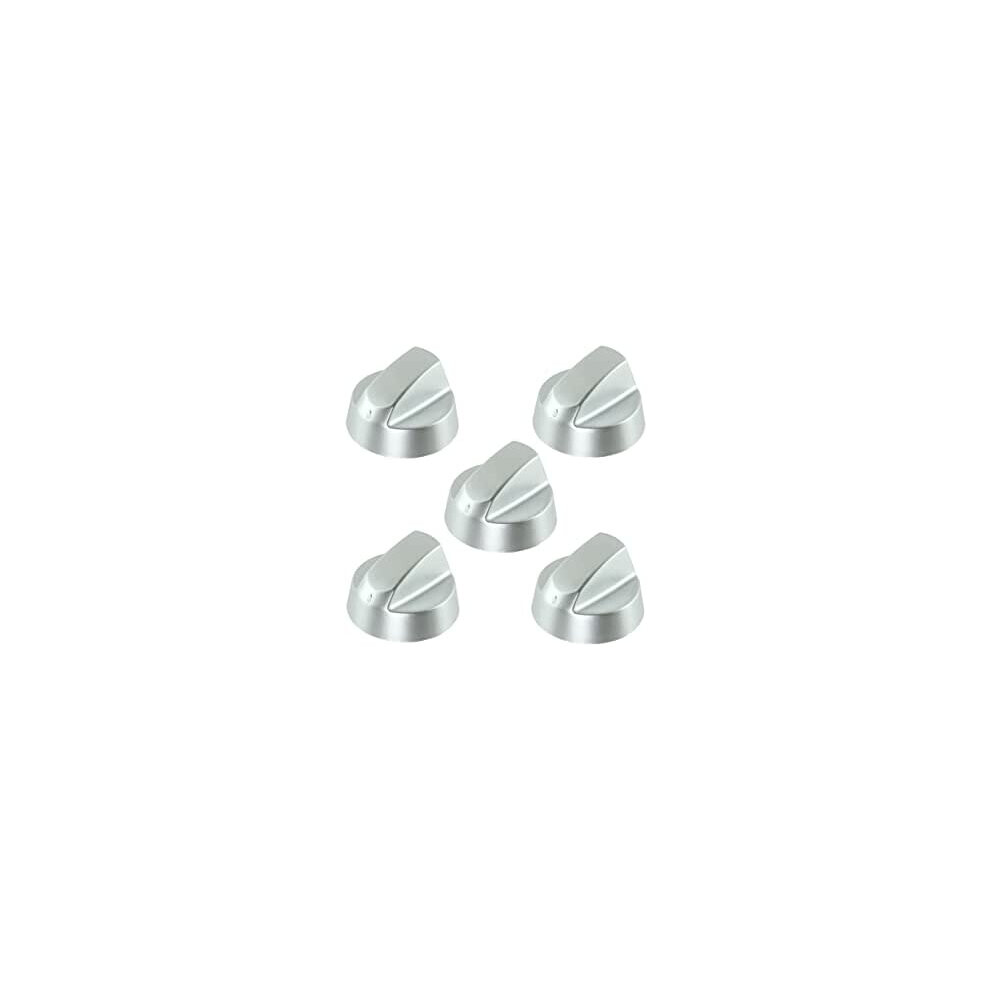 Control Knob Dial & Adaptors for ZANUSSI Oven / Cooker (Silver, Pack of 5)