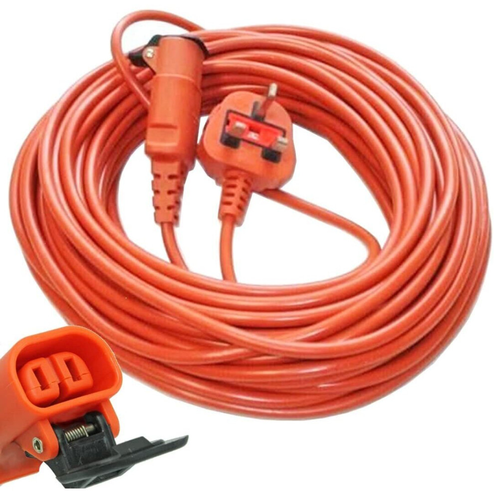 Spares2go 20 Metre Mains Cable & Lead Plug For Flymo Garden Vacuum Leafblower Mower (20M)