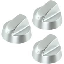 Control Knob Dial & Adaptors for INDESIT Oven / Cooker (Silver, Pack of 3)
