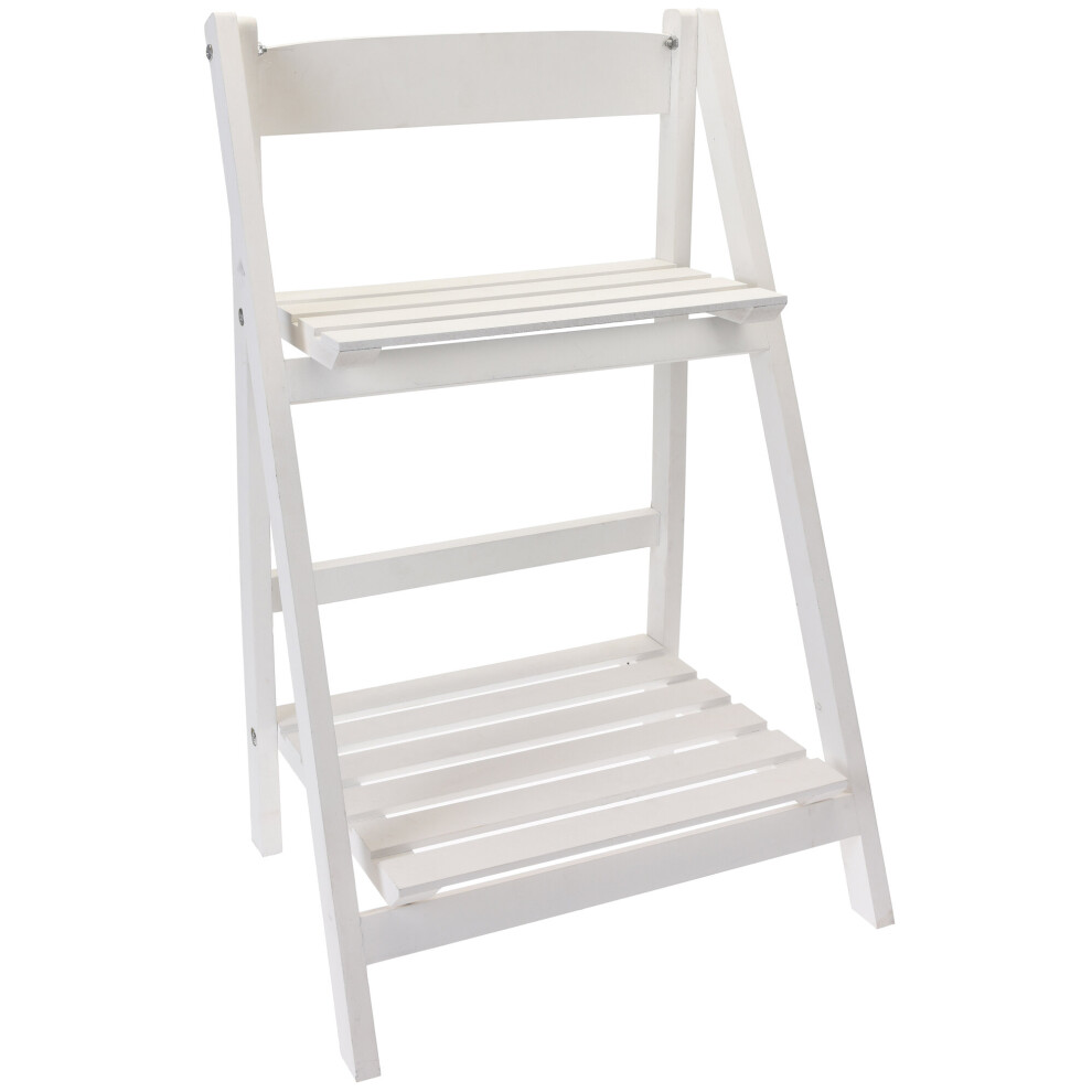 (White Wash) Wooden Shelf Standing Decoration Display Rack