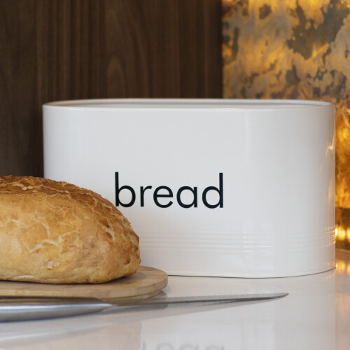 Maison & White Cream Bread Bin with Bamboo Lid - Doubles as Cutting Board, Keeps Bread Fresh 2