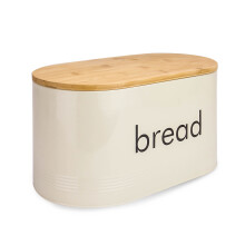 Maison & White Cream Bread Bin with Bamboo Lid - Doubles as Cutting Board, Keeps Bread Fresh