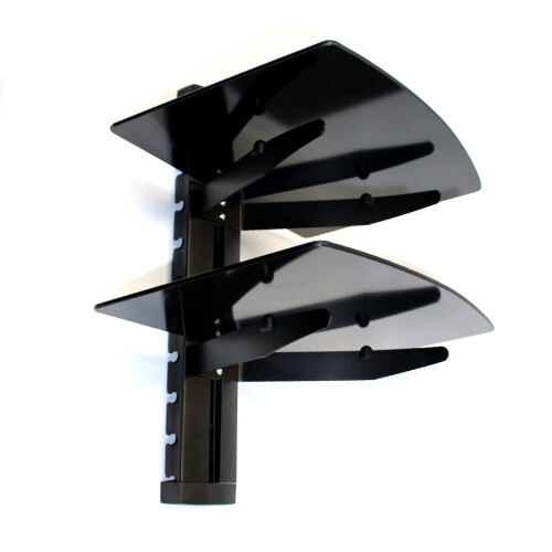 Tempered Black Glass Floating Shelf 2 Tier | M&W 1