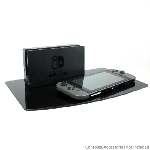 Tempered Black Glass Floating Shelf 1 Tier | M&W 2