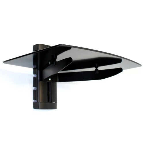 Tempered Black Glass Floating Shelf 1 Tier | M&W 1