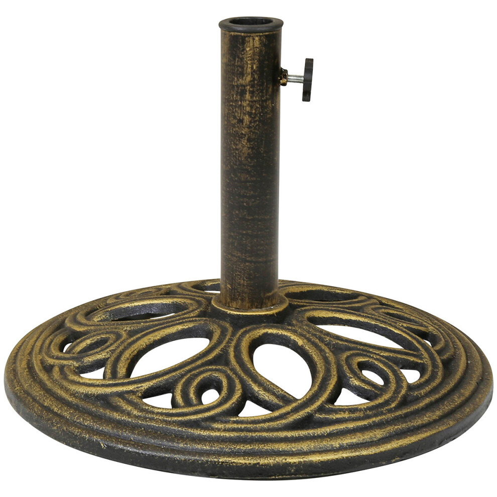 12kg Cast Iron Round Patio Umbrella Parasol Base Stand - Bronze