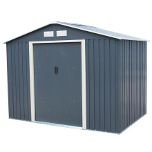 Charles Bentley Grey Metal Garden Storage Shed - 8ft x 6ft