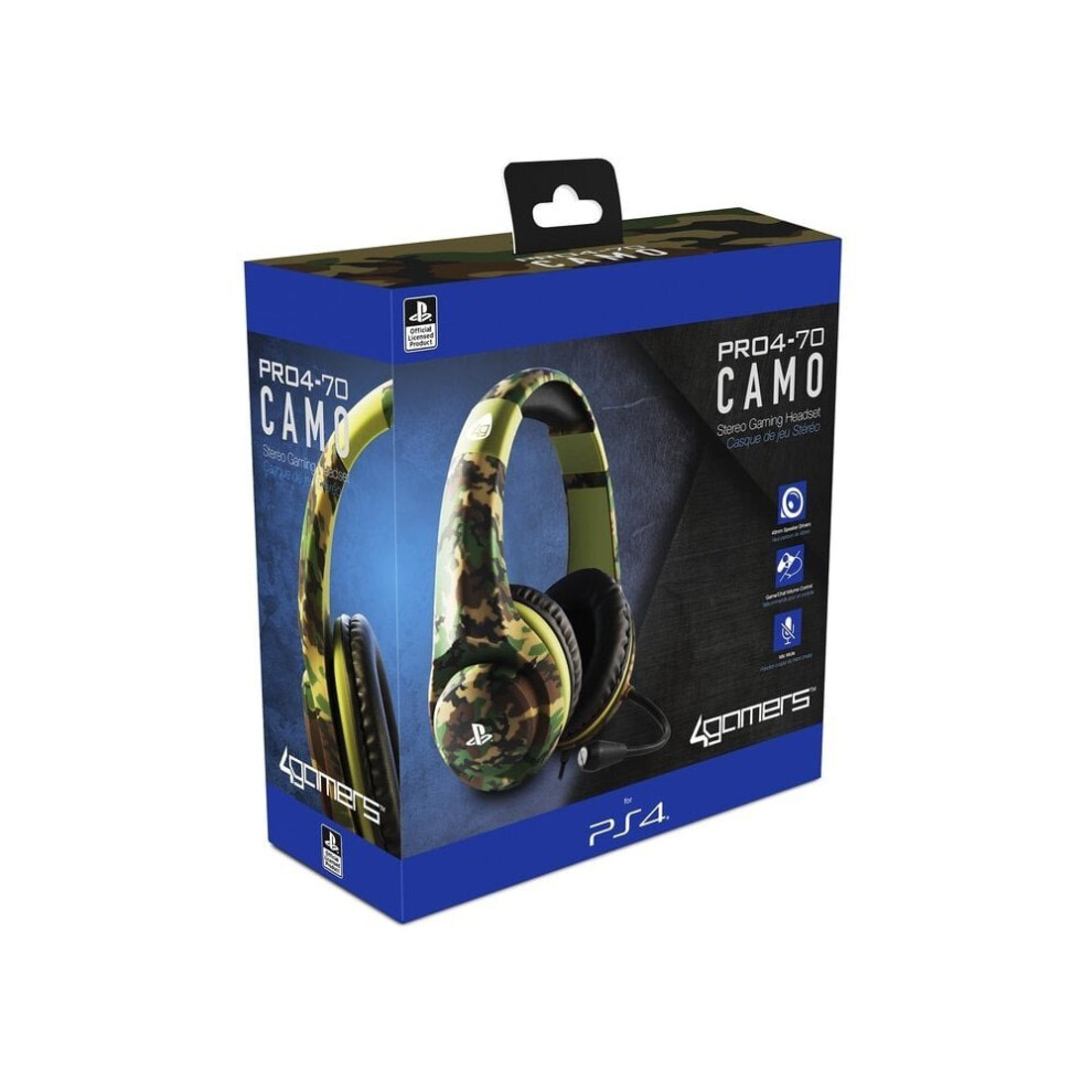 4Gamers Pro4-70 Wired Stereo Gaming Camo Headset Ps4 5055269709411