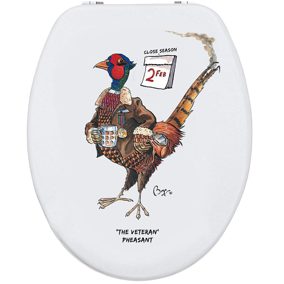 Looprints (The Veteran Pheasant) Bryn Parry Illustrated Novelty Wooden Toilet Seat