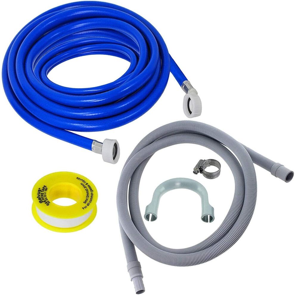 Spares2go Fill Drain Hose Extension Universal Washing Machine Dishwasher 5M + 2.5M