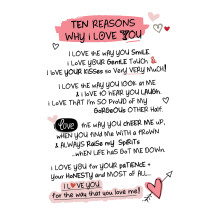 Ten Reasons Why I Love You Inspired Words Greeting Card Blank Inside