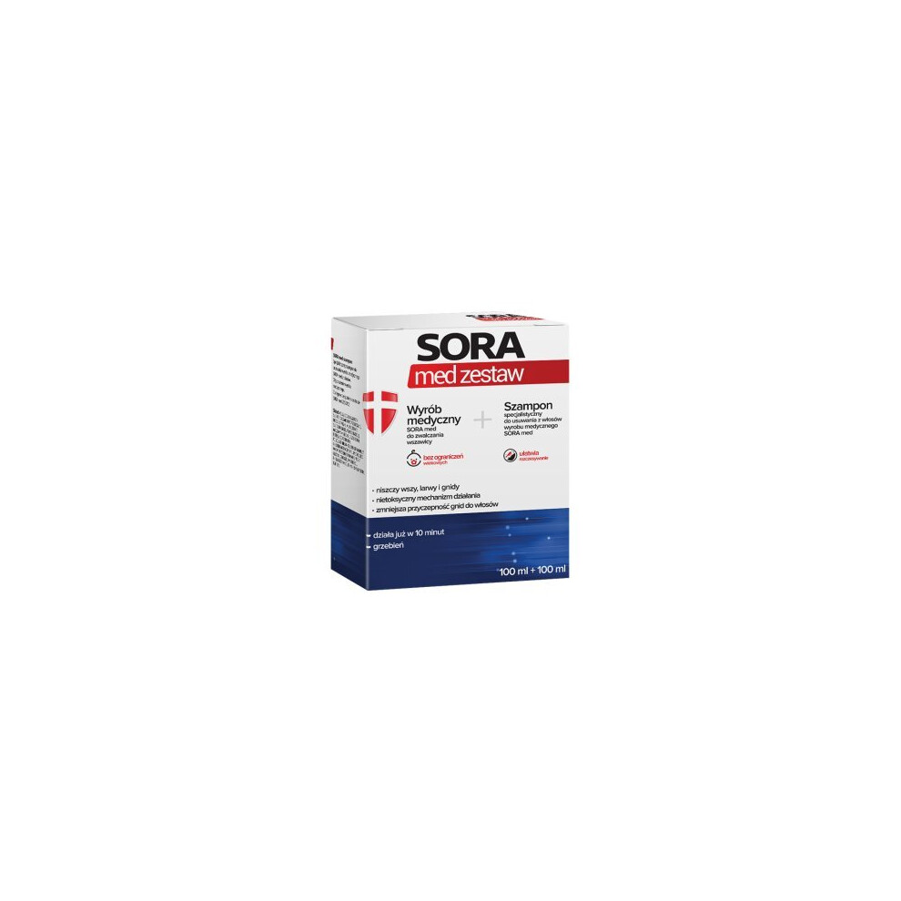 Sora Med Zestaw, płyn do zwalczania wszawicy głowy, Liquid to combat head lice 100ml