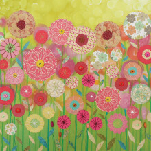 Spring Green Square Blank Greeting Card by Artist Jo Grundy New Range Art Cards