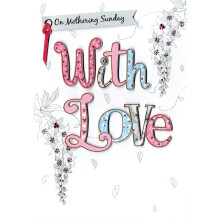 Mother's Day Card On Mothering Sunday With Love Embellished Greeting Cards