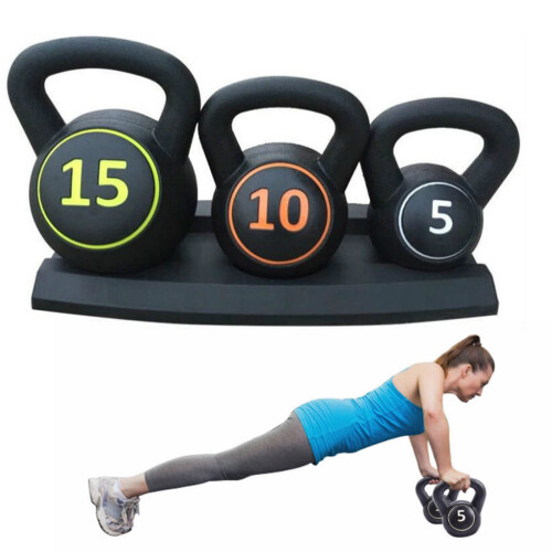 3pc Kettlebell Set - 5, 10 & 15lbs | Weights Set