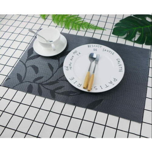 (Red) Table Placemats Place Mat PVC Heat Insulation 6pcs 2