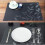 (Black) Table Placemats Place Mat PVC Heat Insulation 6pcs 7