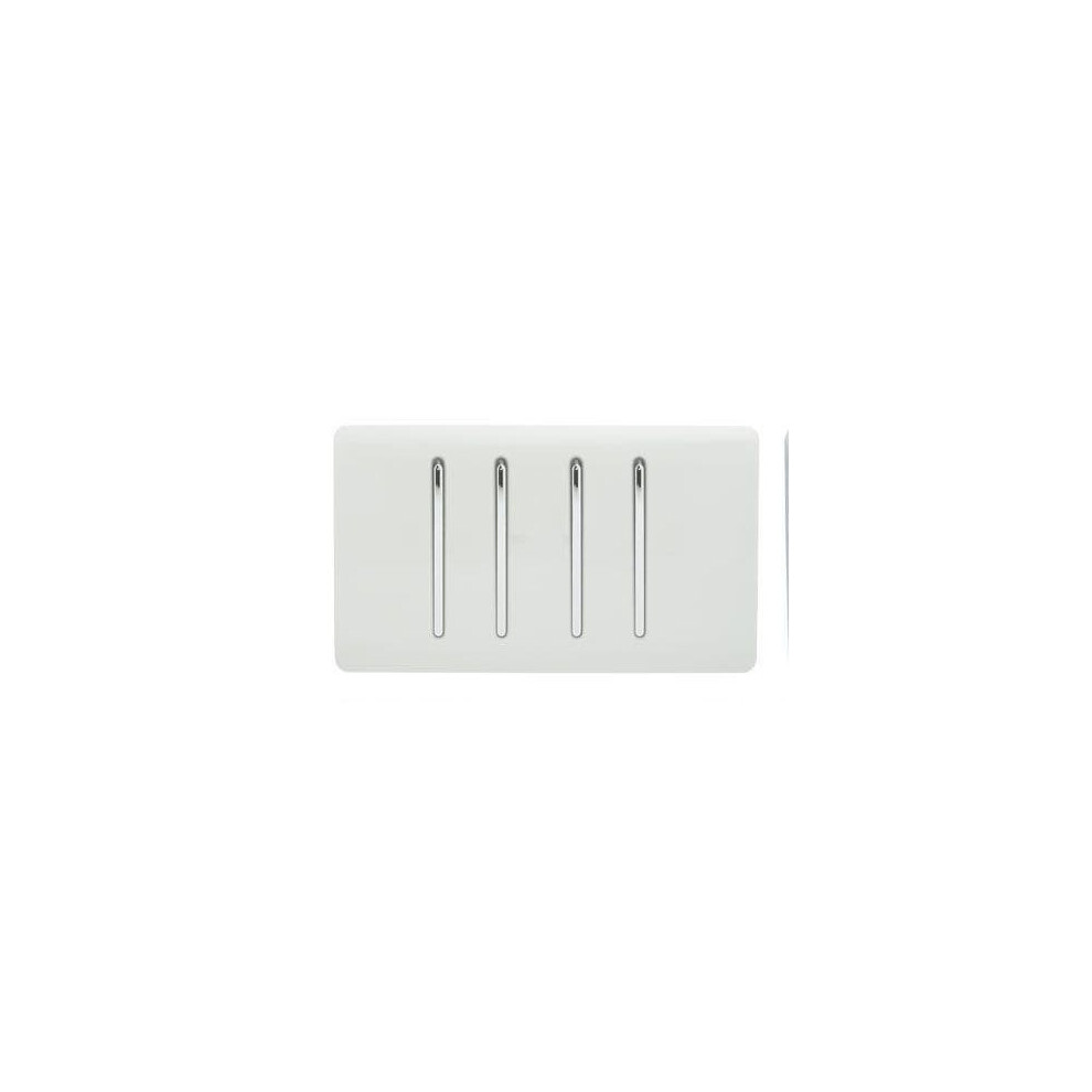 Trendi 4 Gang (2 Way & 3xIntermediate) Glossy 10 Amp Rocker Light Switch Ice White