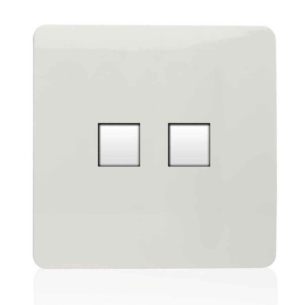 Trendi Artistic Modern Glossy Tactile 2 Gang Telephone Socket White 7091042830819