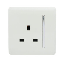 Trendi 1 Gang Artistic Modern Glossy 13 Amp Switched Tactile Plug Socket White ART-SKT13WH