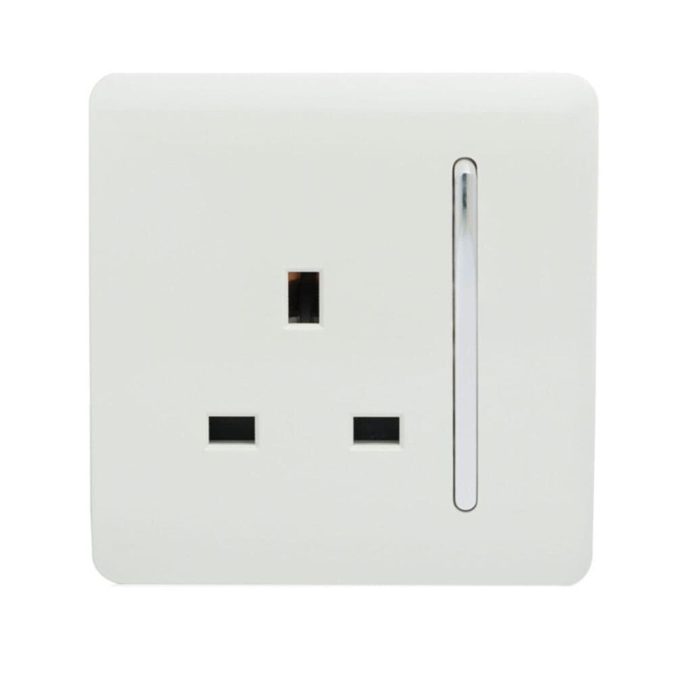 Trendi Switch Trendi 1 Gang Artistic Modern Glossy 13 Amp Switched Tactile Plug Socket Art-Skt13wh White